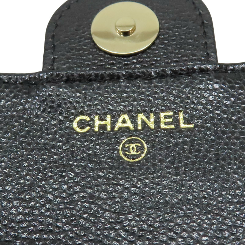 黑色 荔枝紋牛皮 鍊帶 手機包 肩背包 金扣【CHANEL 香奈兒】 AP2096-7