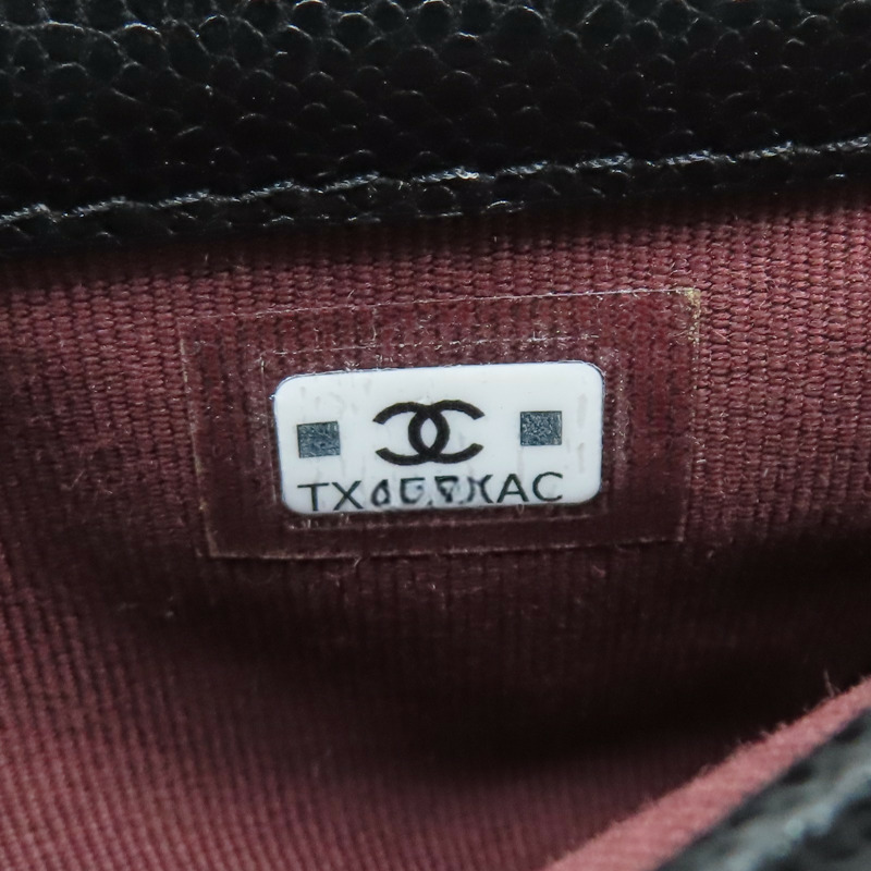 黑色 荔枝紋牛皮 鍊帶 手機包 肩背包 金扣【CHANEL 香奈兒】 AP2096-9