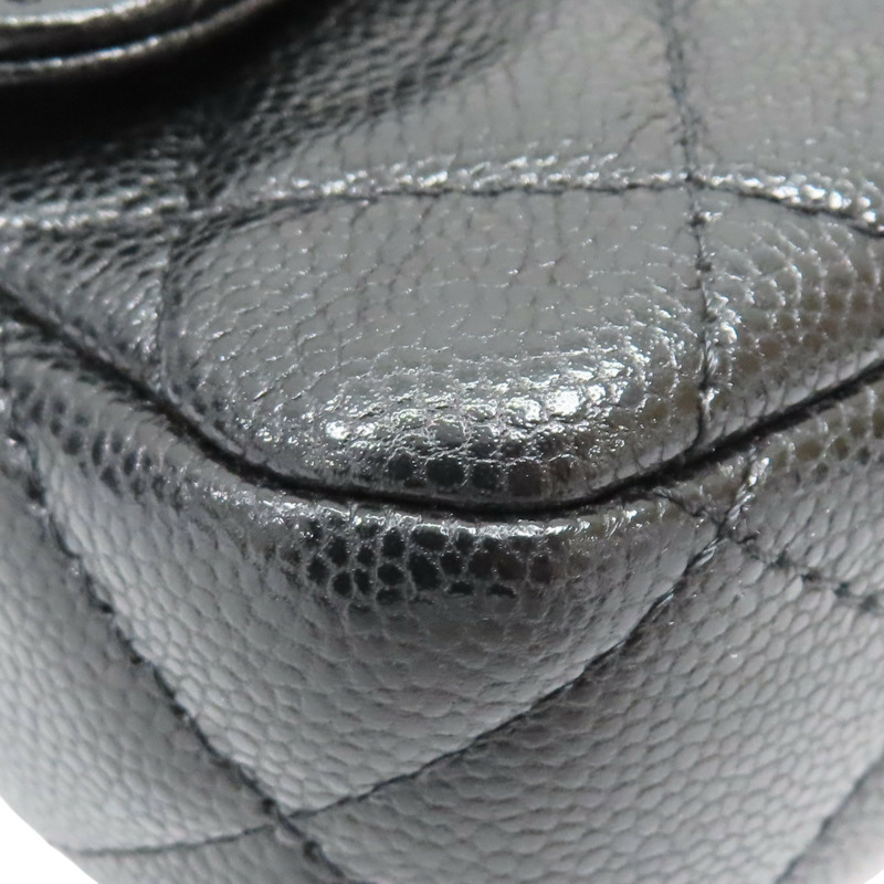 黑色 荔枝紋牛皮 鍊帶 手機包 肩背包 金扣【CHANEL 香奈兒】 AP2096-11