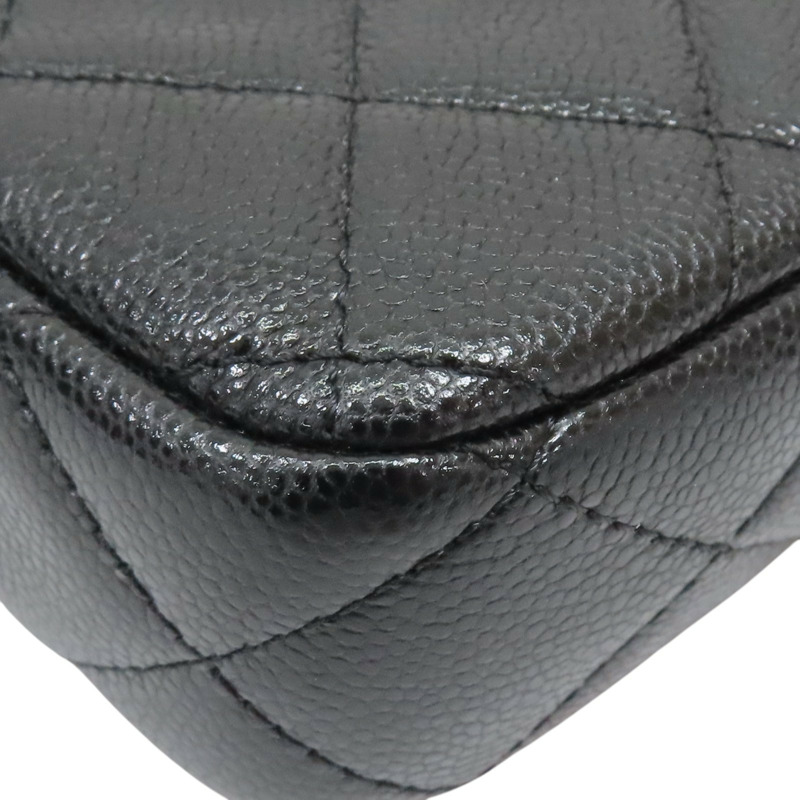 黑色 荔枝紋牛皮 鍊帶 手機包 肩背包 金扣【CHANEL 香奈兒】 AP2096-13