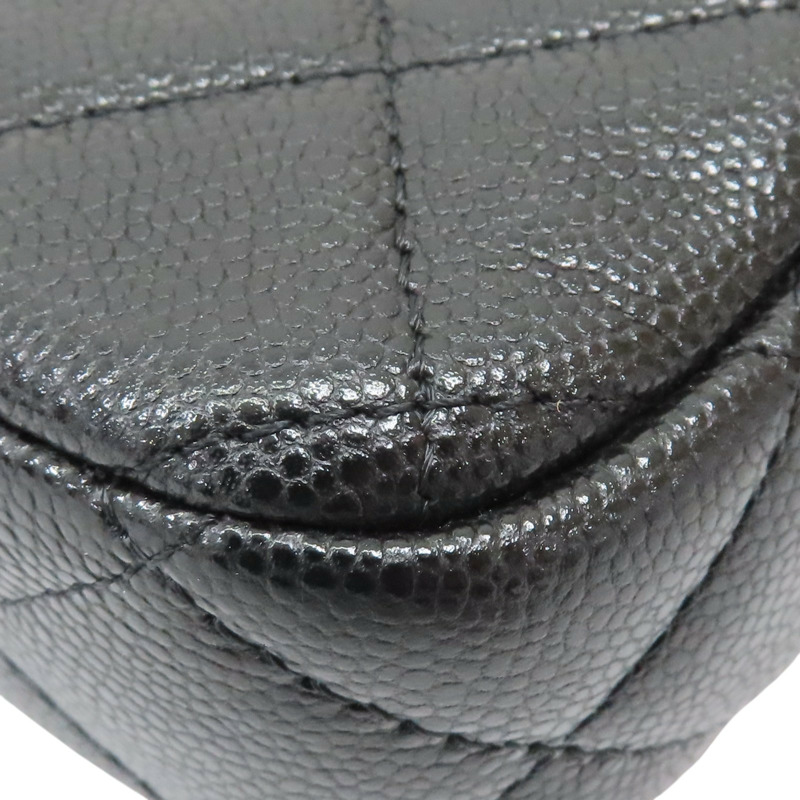 黑色 荔枝紋牛皮 鍊帶 手機包 肩背包 金扣【CHANEL 香奈兒】 AP2096-14