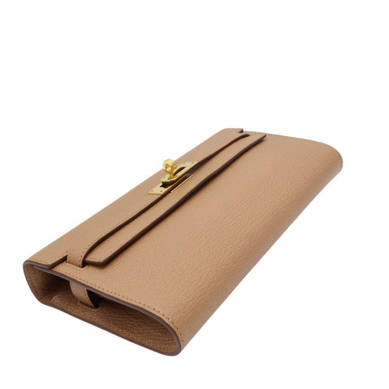 雀木色 Chevre Mysore 山羊皮 Kelly To Go Wallet 肩背包 Z刻 金扣【HERMES 愛馬仕】 H080255CC-2