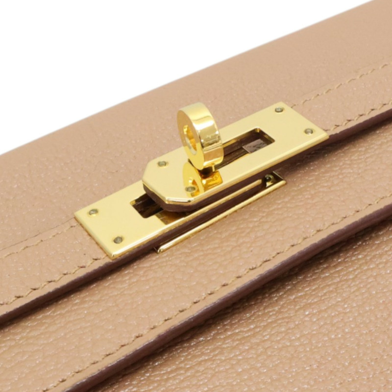 雀木色 Chevre Mysore 山羊皮 Kelly To Go Wallet 肩背包 Z刻 金扣【HERMES 愛馬仕】 H080255CC-6