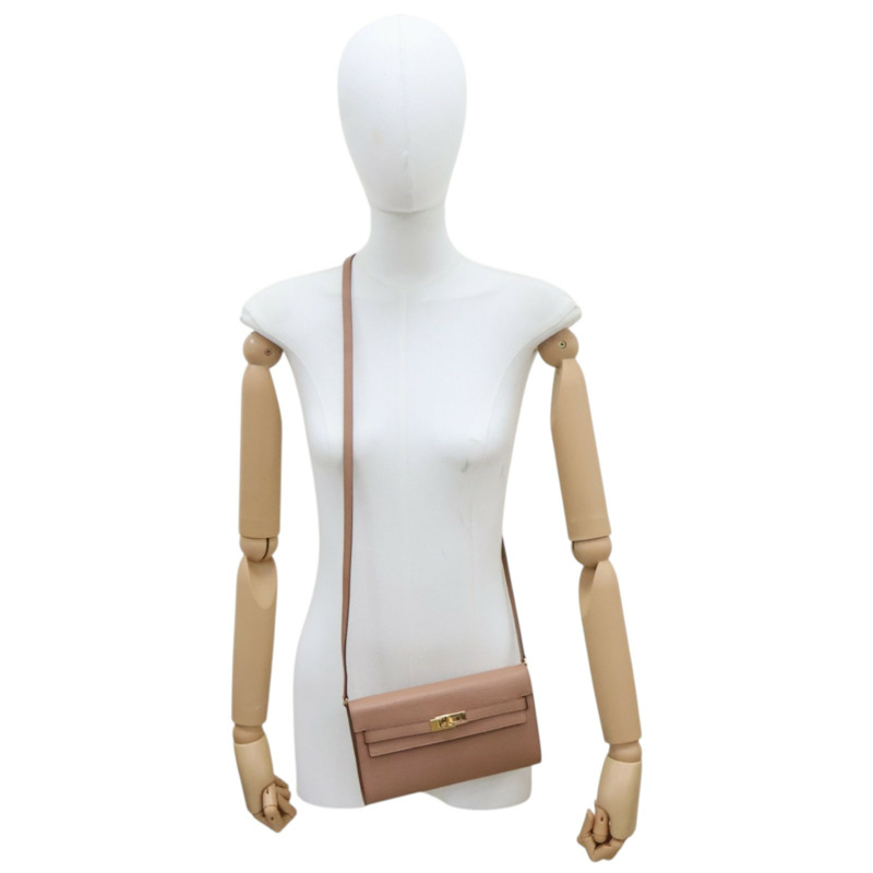 雀木色 Chevre Mysore 山羊皮 Kelly To Go Wallet 肩背包 Z刻 金扣【HERMES 愛馬仕】 H080255CC-9