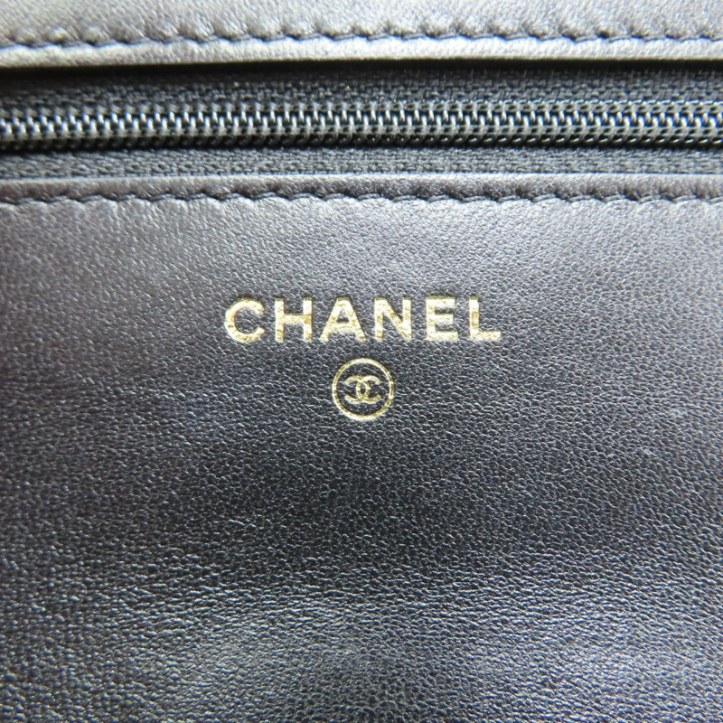黑色 菱格紋 羊皮 WOC 肩背包 淡金釦【CHANEL 香奈兒】 AP0250-6
