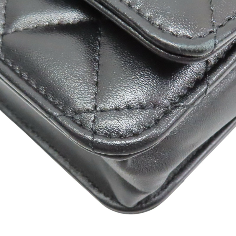 黑色 菱格紋 羊皮 WOC 肩背包 淡金釦【CHANEL 香奈兒】 AP0250-11