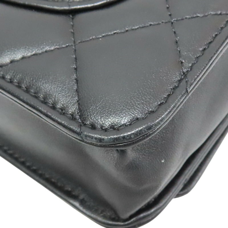 黑色 菱格紋 羊皮 WOC 肩背包 淡金釦【CHANEL 香奈兒】 AP0250-13