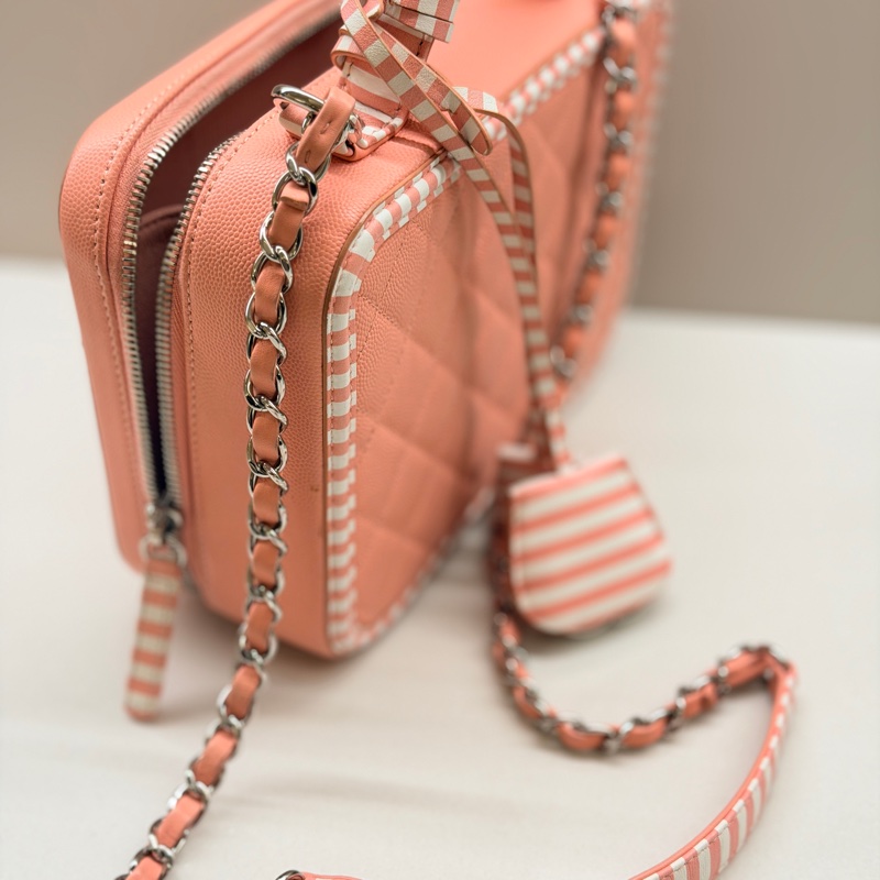 Chanel 香奈兒 中號Vanity case 牛皮荔枝紋相機包 粉紅色-6