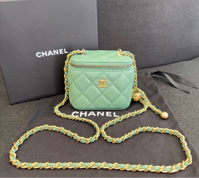 【全新 ✨ 全網最低價！】chanel 香奈兒 綠色金球 小盒子 羊皮 最新款帶鏡 晶片款（下單前先詢問庫存❗️）-0