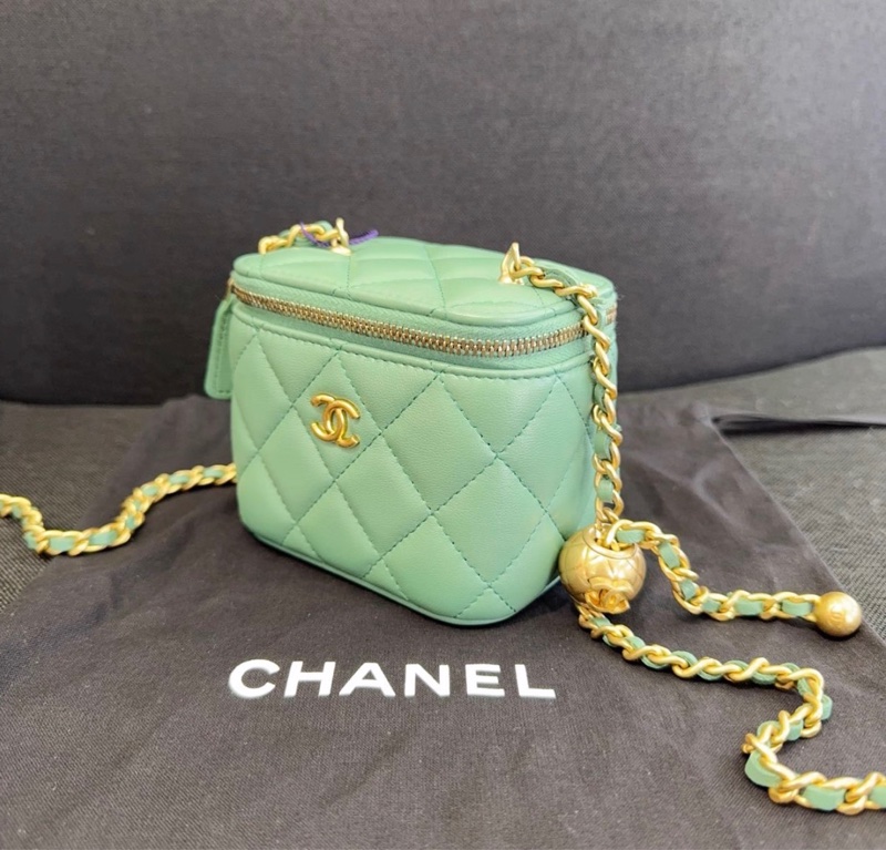 【全新 ✨ 全網最低價!】chanel 香奈兒 綠色金球 小盒子 羊皮 最新款帶鏡 晶片款(下單前先詢問庫存❗️)-1