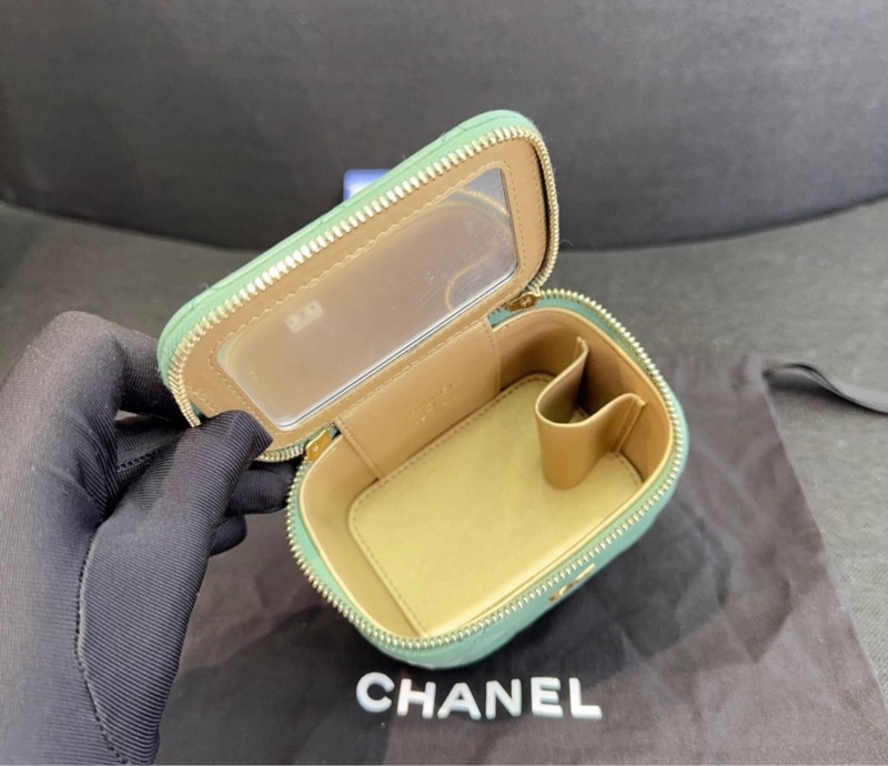 【全新 ✨ 全網最低價!】chanel 香奈兒 綠色金球 小盒子 羊皮 最新款帶鏡 晶片款(下單前先詢問庫存❗️)-4