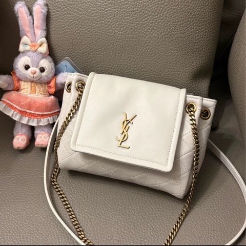 YSL Noilta 肩背包 斜背包 白色 小羊皮 白金