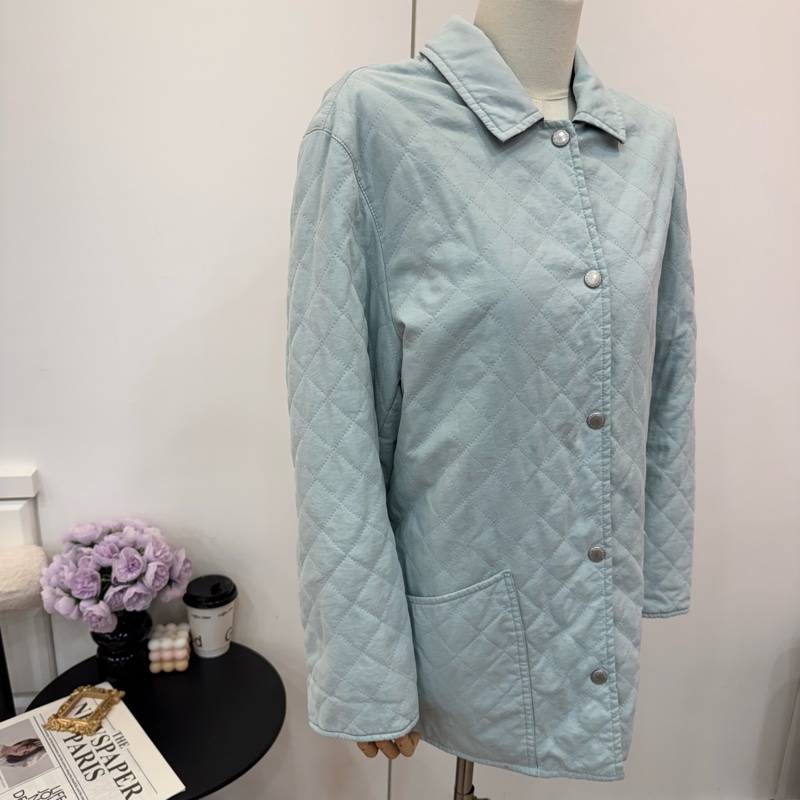 Burberry 淺藍色菱格絎縫外套 vintage 二手 中古-3