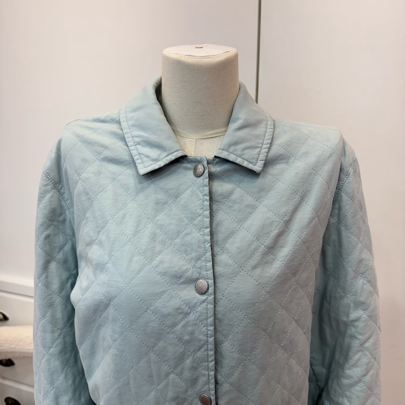 Burberry 淺藍色菱格絎縫外套 vintage 二手 中古-4
