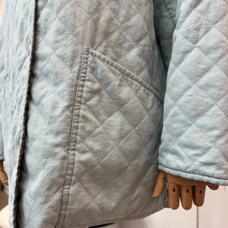 Burberry 淺藍色菱格絎縫外套 vintage 二手 中古-7