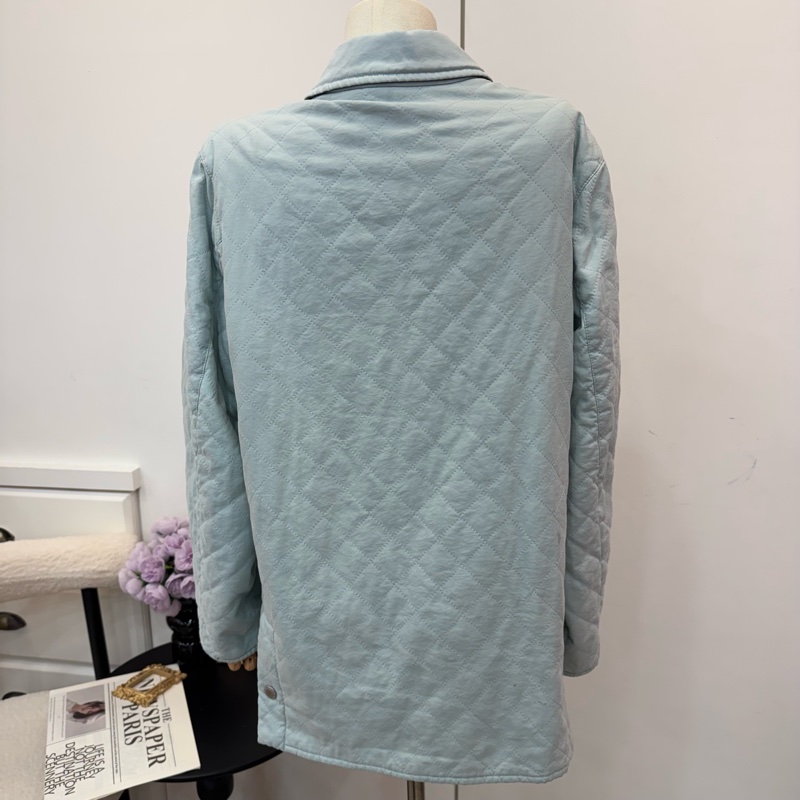 Burberry 淺藍色菱格絎縫外套 vintage 二手 中古-9