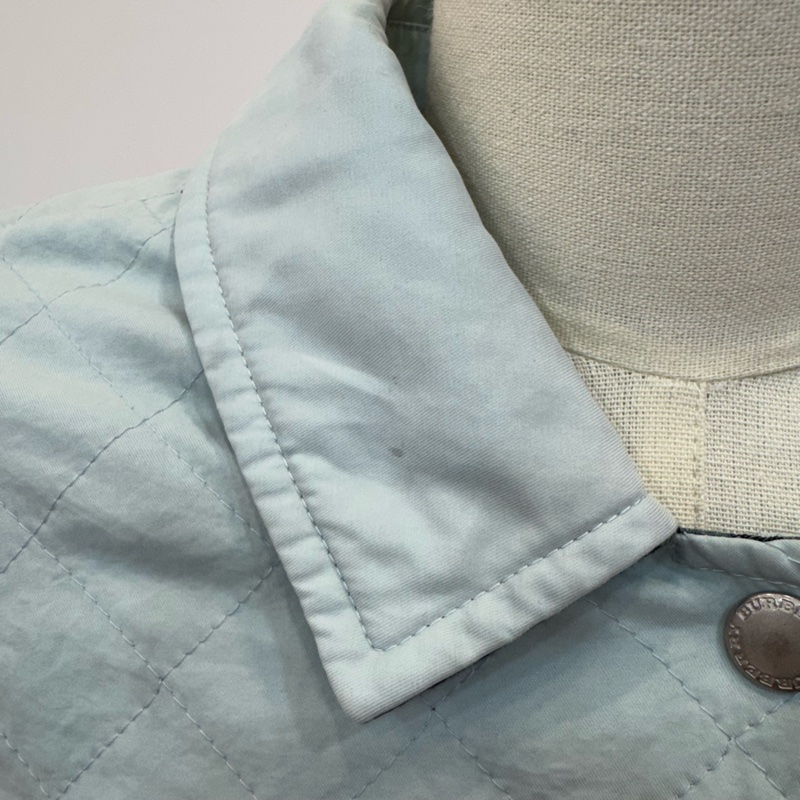 Burberry 淺藍色菱格絎縫外套 vintage 二手 中古-14