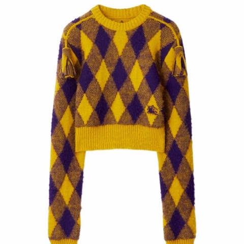 Burberry 女士 羊毛菱形圖案針織套衫XXS XS
