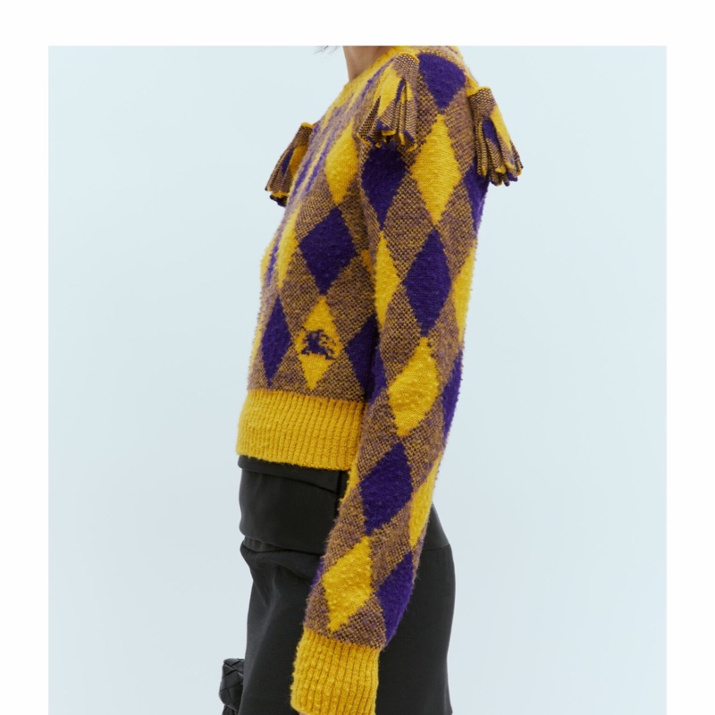 Burberry 女士 羊毛菱形圖案針織套衫XXS XS-1