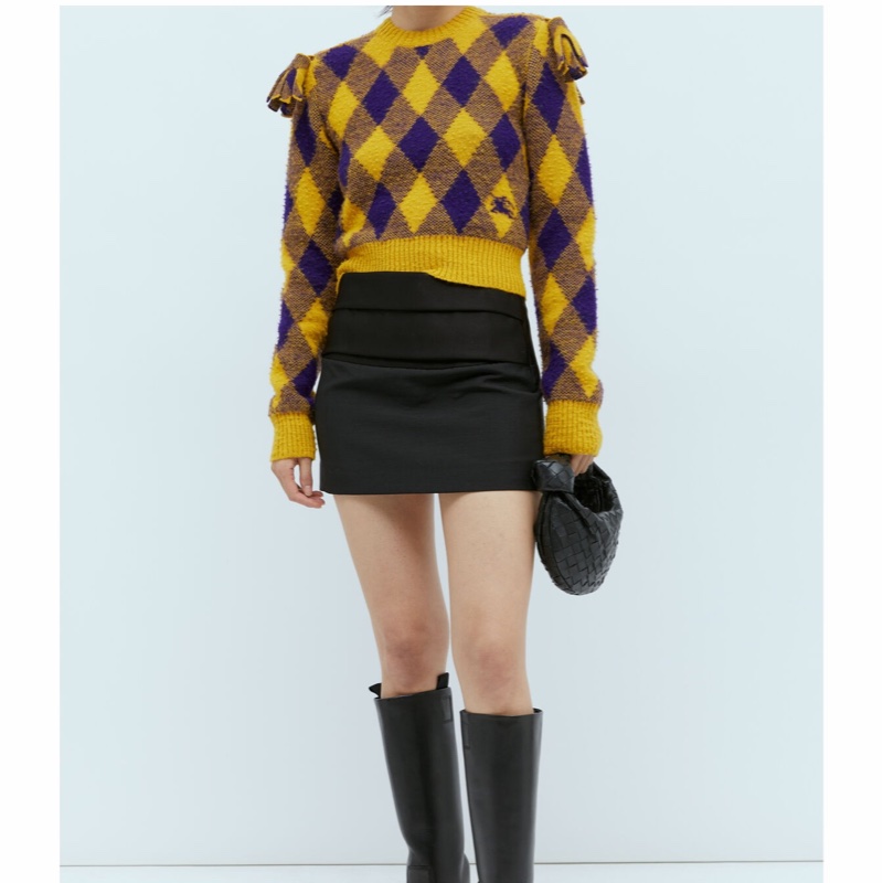Burberry 女士 羊毛菱形圖案針織套衫XXS XS-4