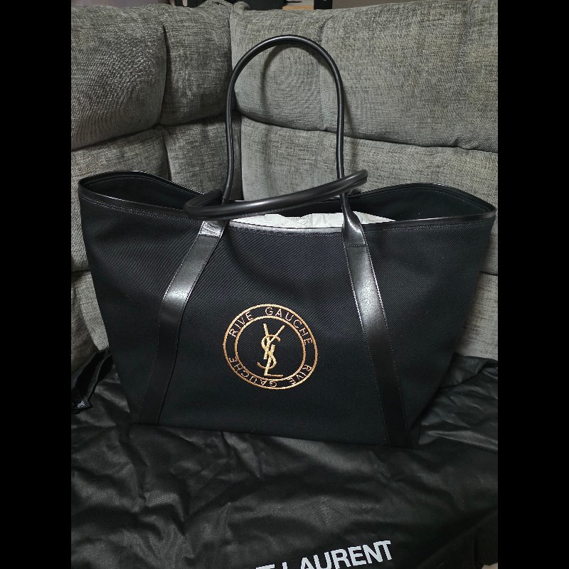 Saint Laurent YSL 帆布刺繡拖特包-0