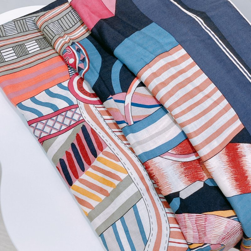 MS0579 Hermes愛馬仕 大方巾 La Selle Imaginaire Shawl Scarf 140 X 140 cm-3