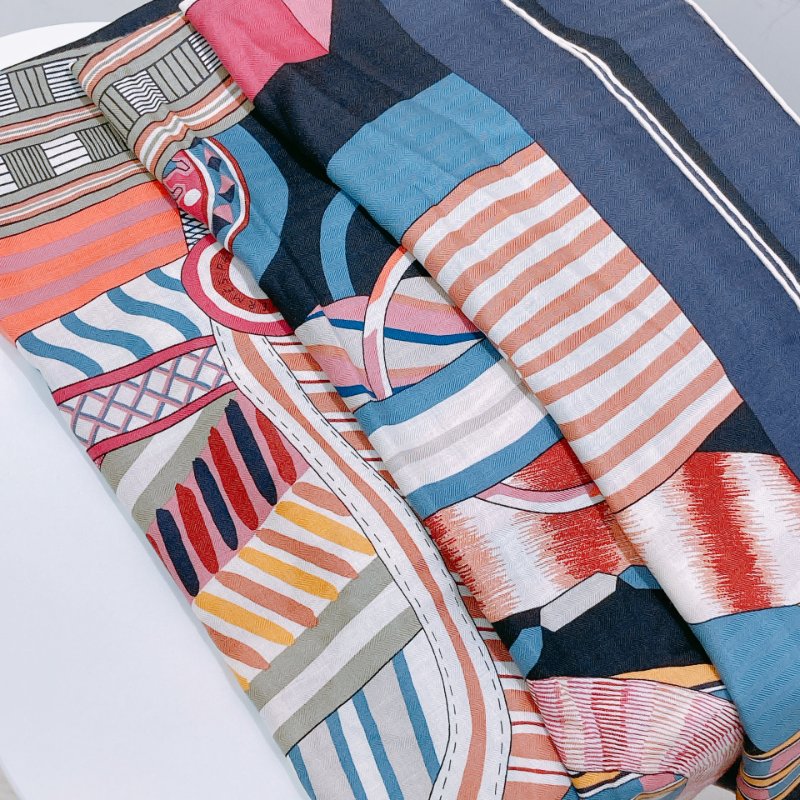 MS0579 Hermes愛馬仕 大方巾 La Selle Imaginaire Shawl Scarf 140 X 140 cm-4