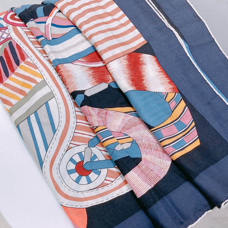 MS0579 Hermes愛馬仕 大方巾 La Selle Imaginaire Shawl Scarf 140 X 140 cm-5