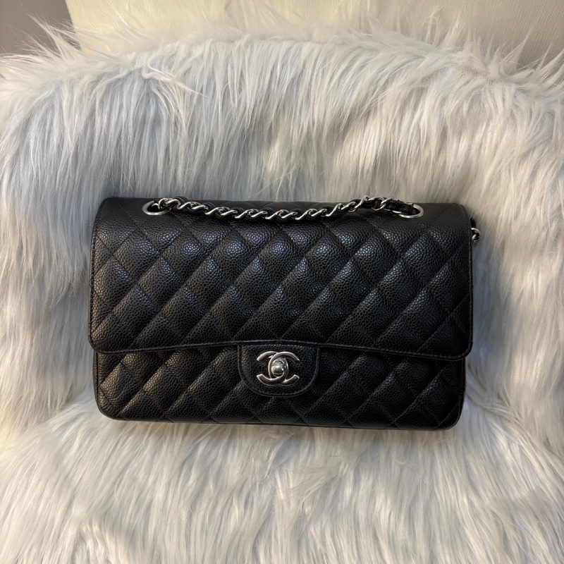 Chanel coco 25黑銀荔枝肩背包-0