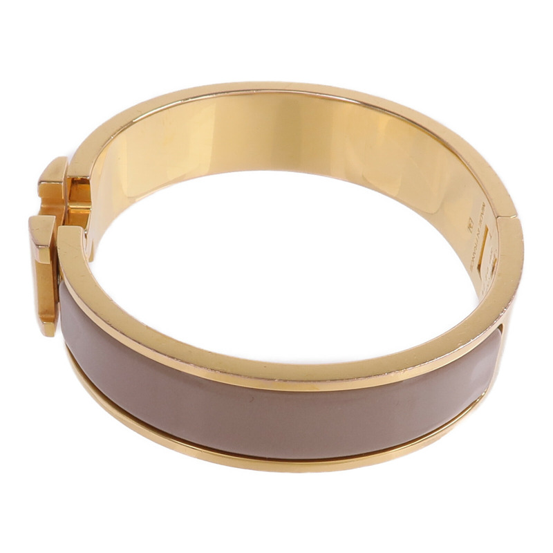 HERMES 金屬/琺瑯Clic-H金扣手鐲Etoupe-1