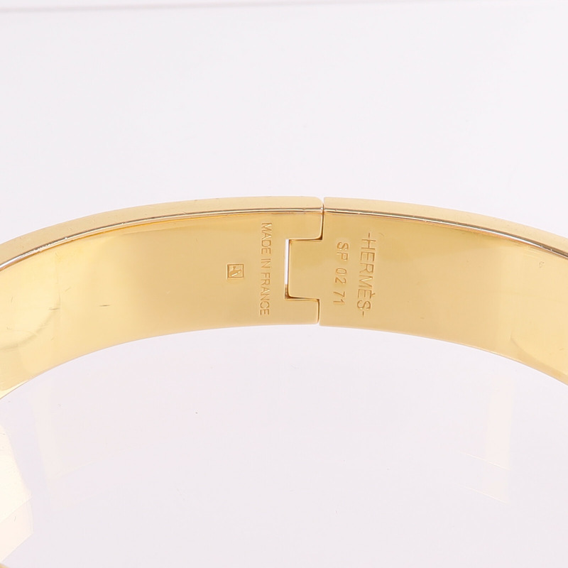 HERMES 金屬/琺瑯Clic-H金扣手鐲Etoupe-5