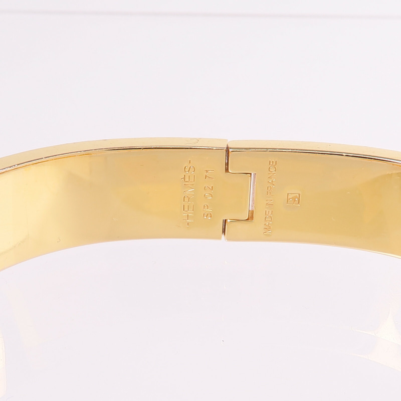 HERMES 金屬/琺瑯Clic-H金扣手鐲Etoupe-7