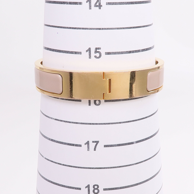 HERMES 金屬/琺瑯Clic-H金扣手鐲Etoupe-13