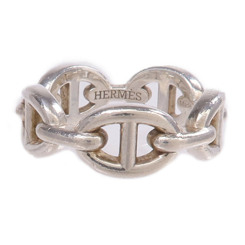 HERMES 925純銀Chaine d'ancre Enchainee Ring戒指US#5.25-1