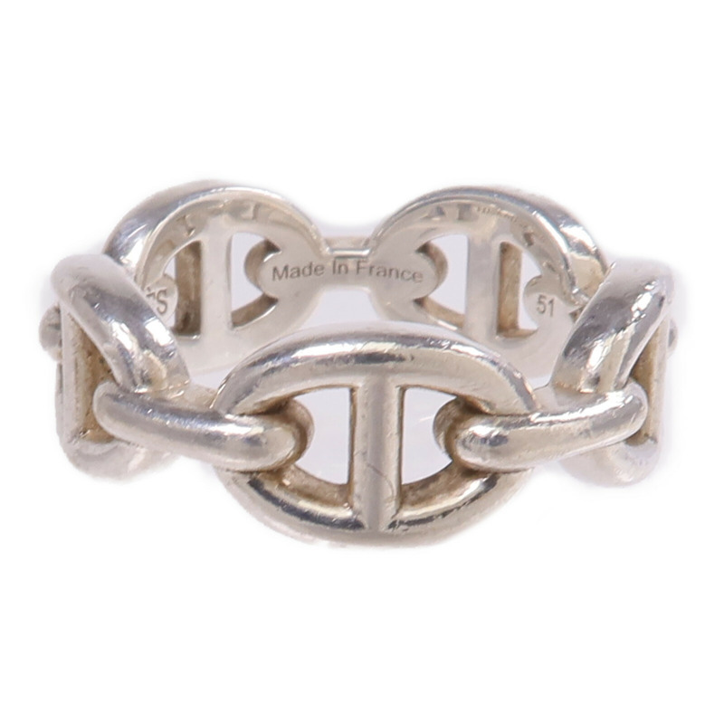 HERMES 925純銀Chaine d'ancre Enchainee Ring戒指US#5.25-3