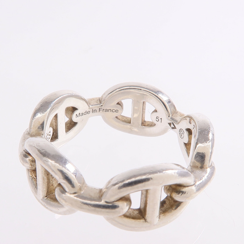 HERMES 925純銀Chaine d'ancre Enchainee Ring戒指US#5.25-4
