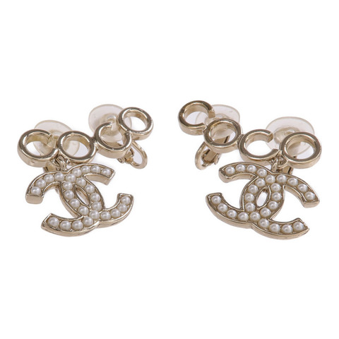 CHANEL 金屬/PVC Earrings Cilp金扣耳環