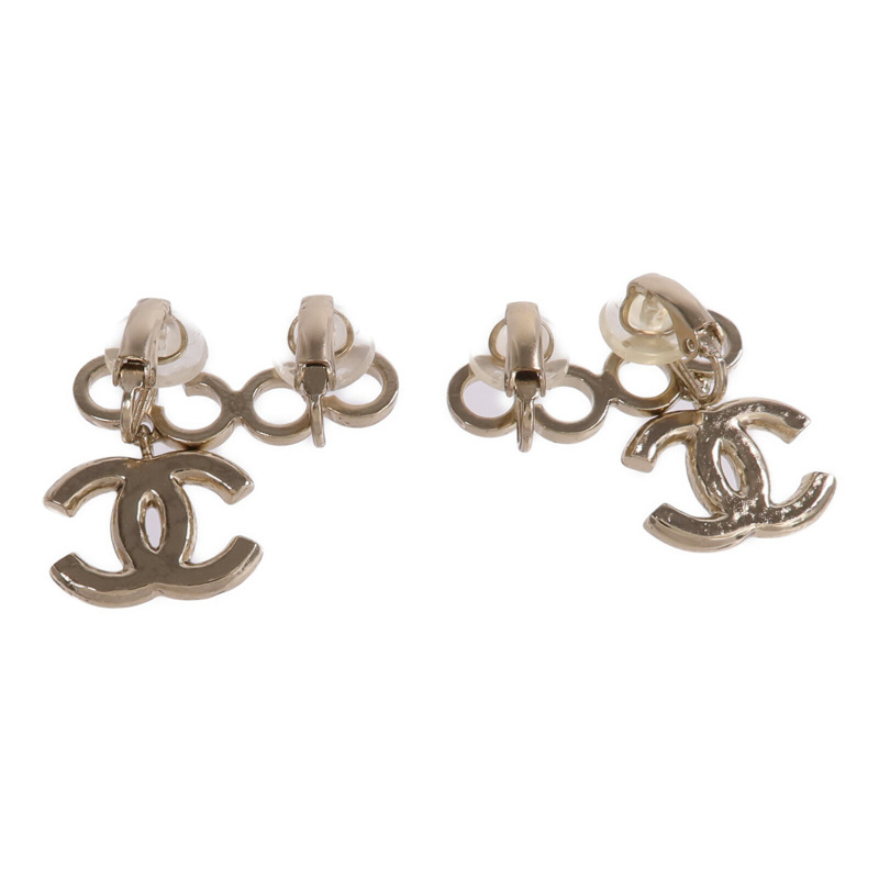 CHANEL 金屬/PVC Earrings Cilp金扣耳環-2