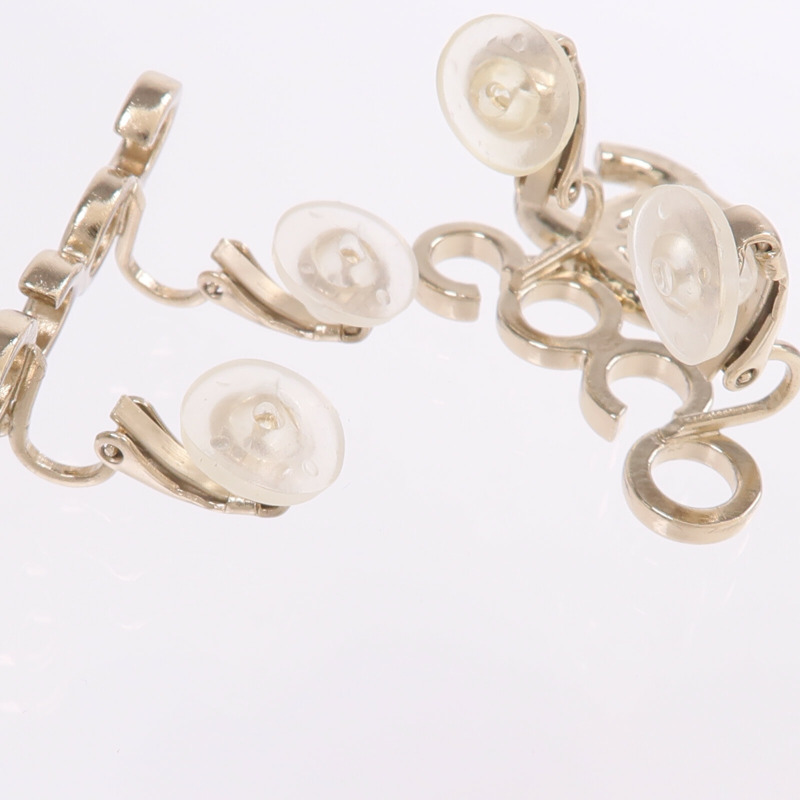 CHANEL 金屬/PVC Earrings Cilp金扣耳環-4