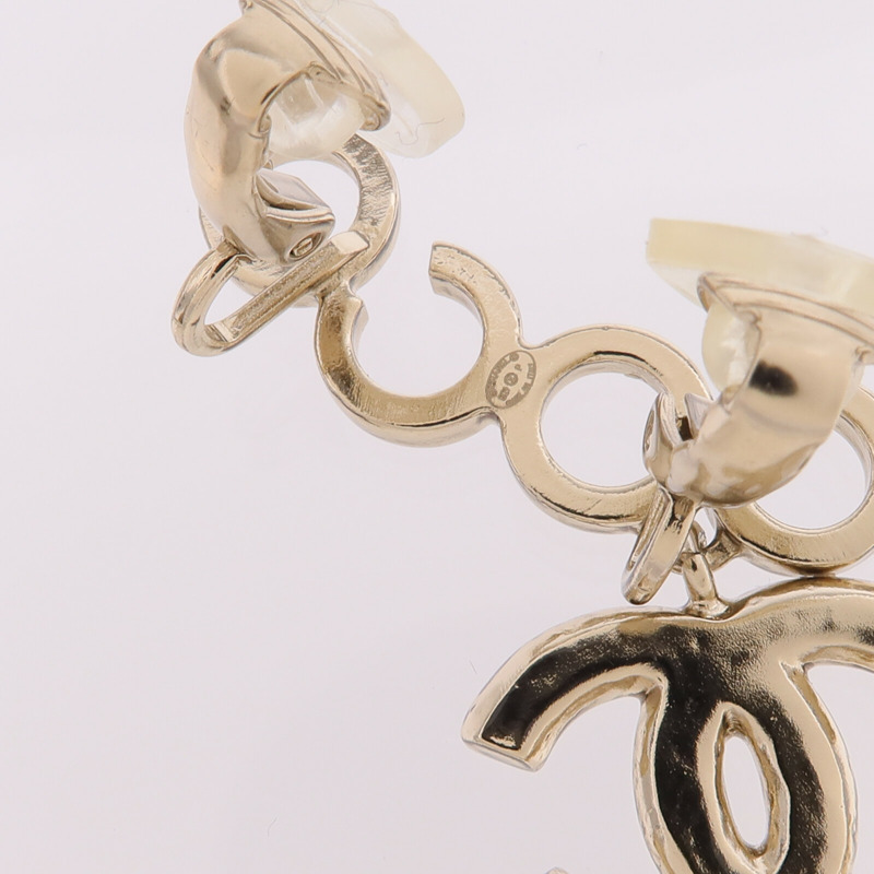 CHANEL 金屬/PVC Earrings Cilp金扣耳環-5