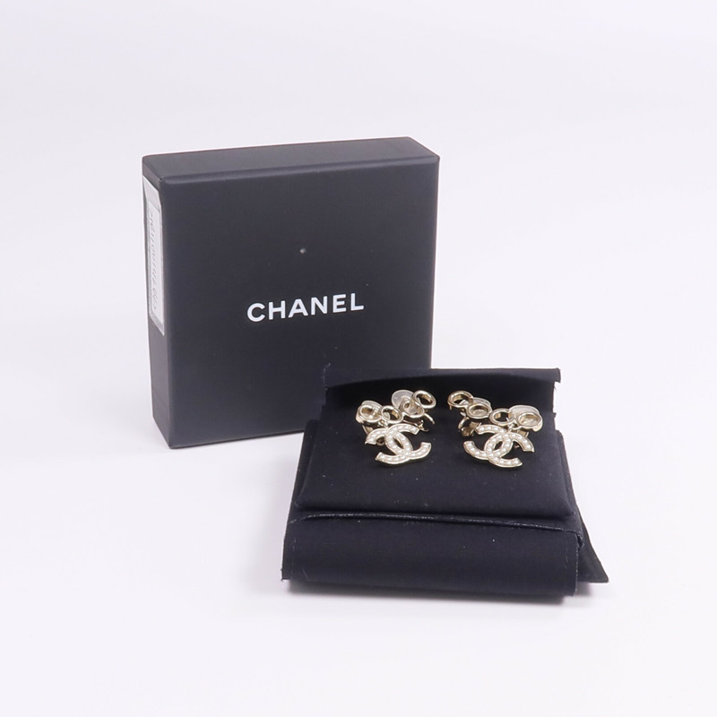 CHANEL 金屬/PVC Earrings Cilp金扣耳環-6