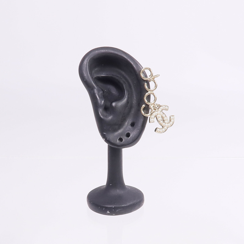 CHANEL 金屬/PVC Earrings Cilp金扣耳環-7