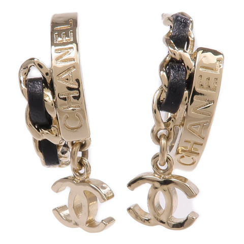 CHANEL 金屬/皮革Earrings金扣耳環