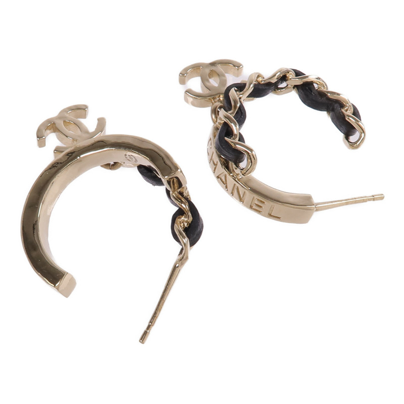CHANEL 金屬/皮革Earrings金扣耳環-3