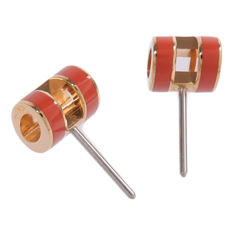 HERMES 金屬/琺瑯Mini Pop H金扣耳環-3