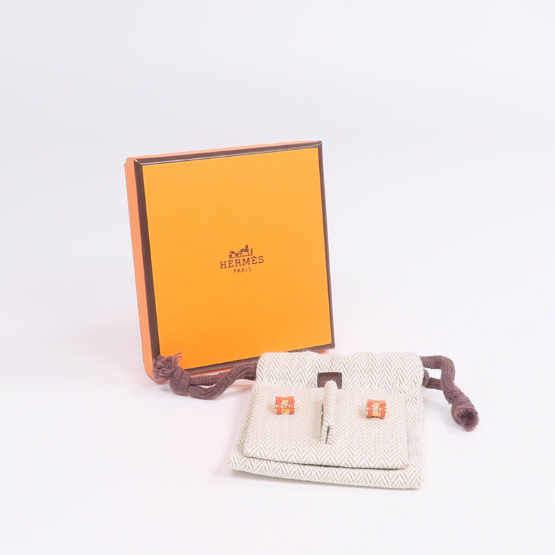 HERMES 金屬/琺瑯Mini Pop H金扣耳環-6