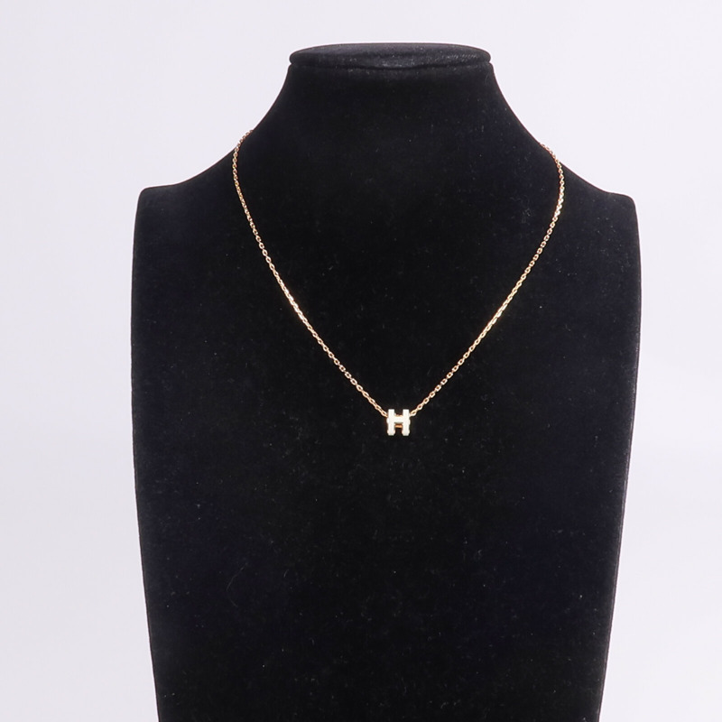 HERMES 金屬/琺瑯Mini Pop H金扣項鏈Nata-8