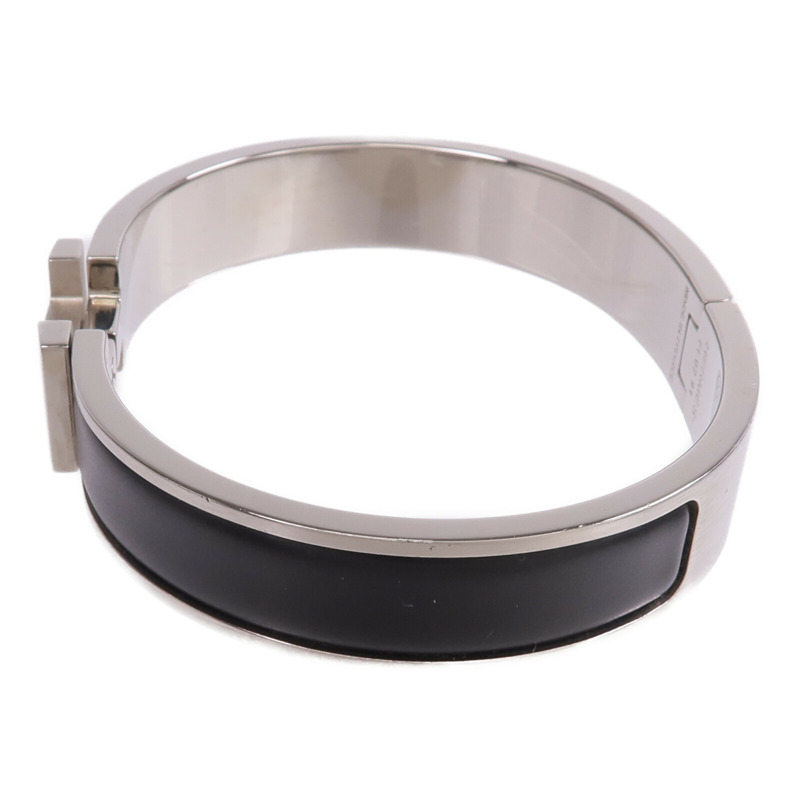 HERMES 金屬/琺瑯Clic HH銀扣手鐲Noir-1