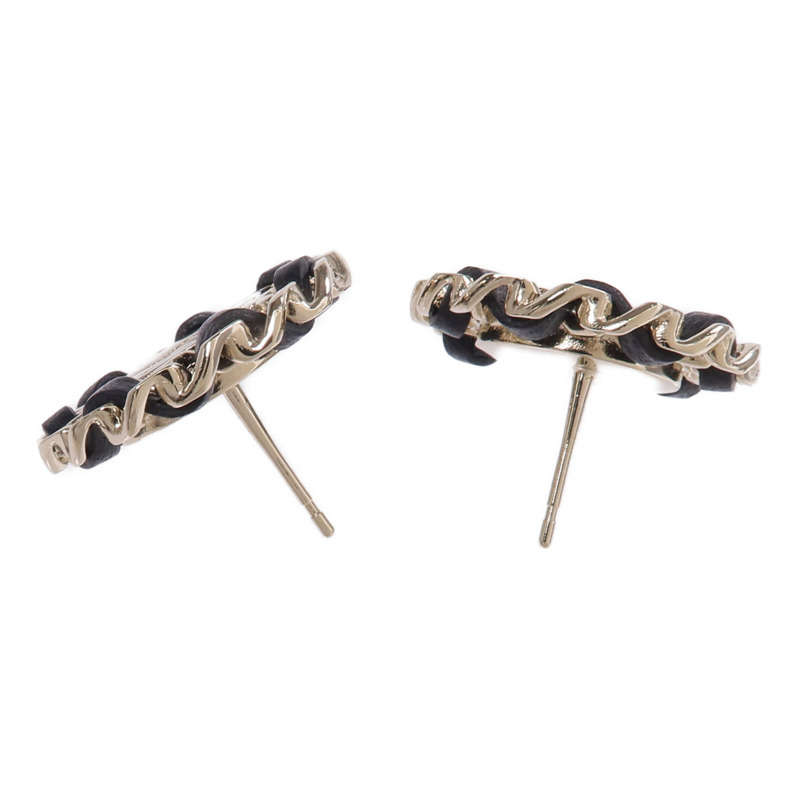 CHANEL 金屬/皮革Earrings金扣耳環-3