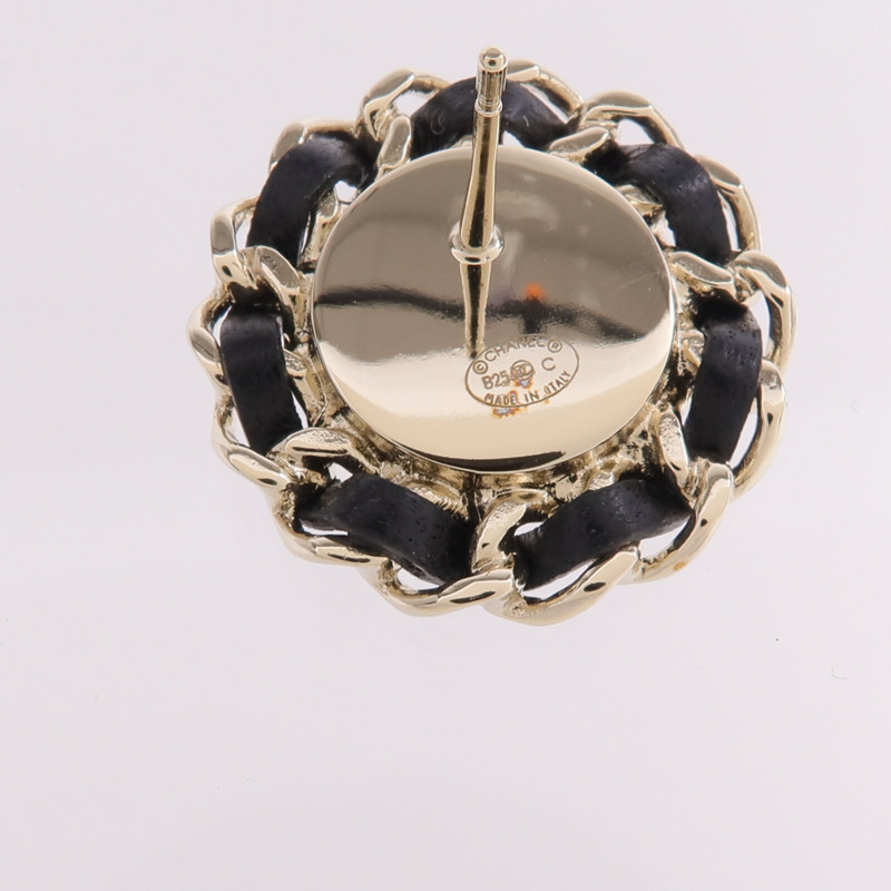 CHANEL 金屬/皮革Earrings金扣耳環-4